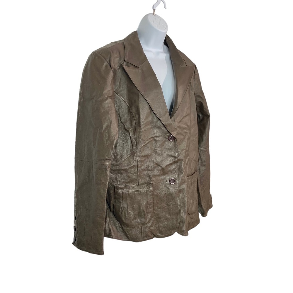 METROSTYLE Vintage Leather Longline Blazer Sz 20Tall